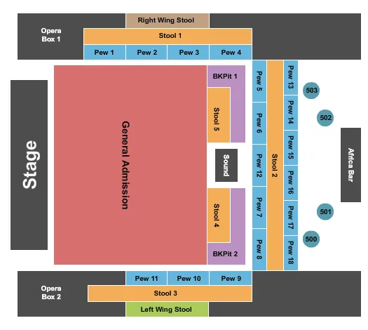HOUSE OF BLUES MYRTLE BEACH END STAGE Seating Map Seating Chart