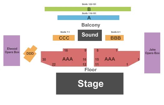 HOUSE OF BLUES SAN DIEGO END STAGE Seating Map Seating Chart