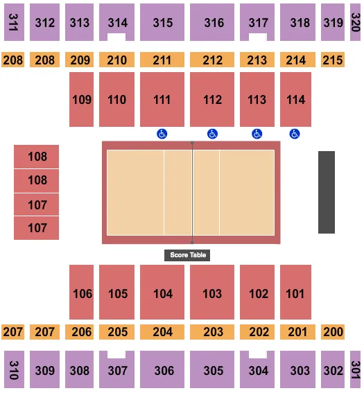  VOLLEYBALL Seating Map Seating Chart