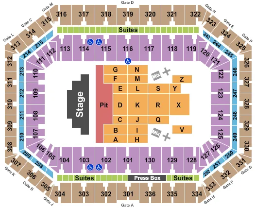  RED HOT CHILI PEPPERS Seating Map Seating Chart