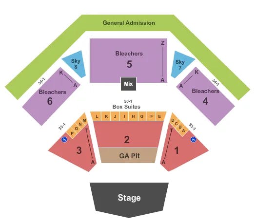  END STAGE SMALL PIT Seating Map Seating Chart