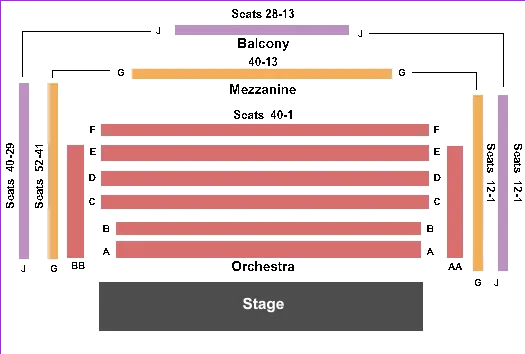JAEB THEATER THE STRAZ CENTER END STAGE Seating Map Seating Chart