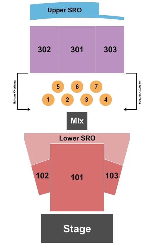 JEFFERSON THEATER VA ENDSTAGE W SRO Seating Map Seating Chart