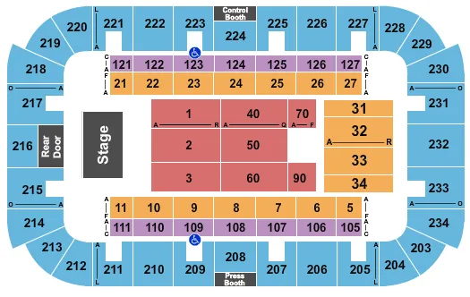 JENKINS ARENA RP FUNDING CENTER END STAGE Seating Map Seating Chart