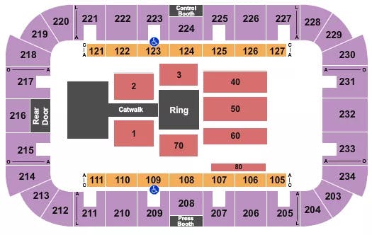 JENKINS ARENA RP FUNDING CENTER WWE Seating Map Seating Chart