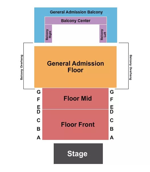 JOHN JAMES AND CLARA KNIGHT STAGE ENDSTAGE GA FLOOR Seating Map Seating Chart