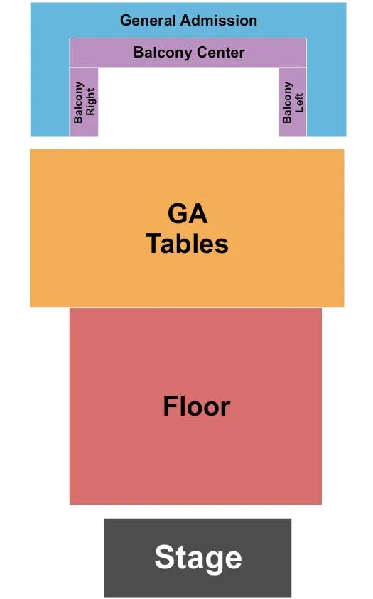JOHN JAMES AND CLARA KNIGHT STAGE ENDSTAGE RSV W GA TABLES Seating Map Seating Chart