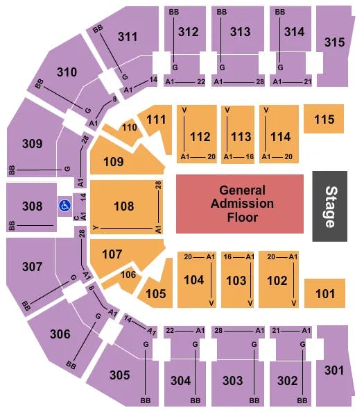  END STAGE GA FLOOR Seating Map Seating Chart