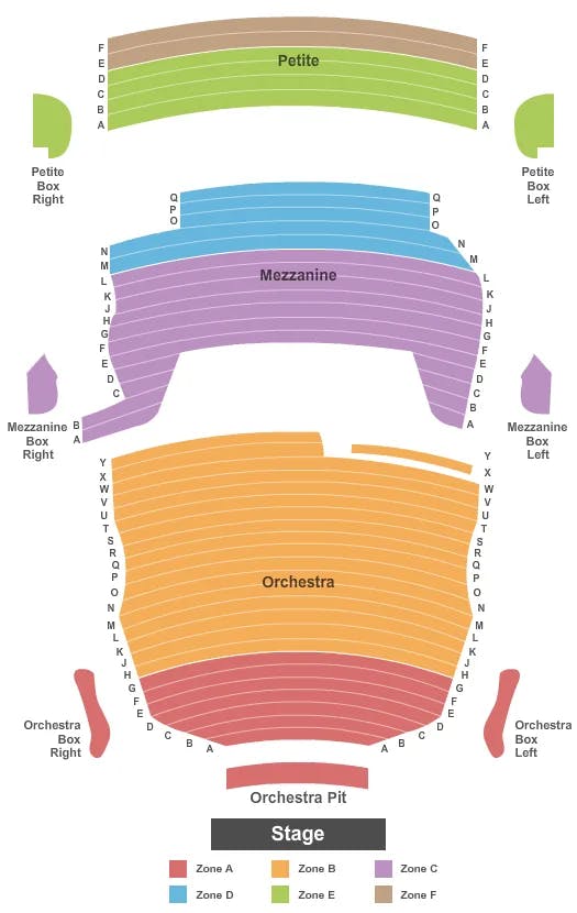 JUANITA K HAMMONS HALL ENDSTAGE ZONE Seating Map Seating Chart