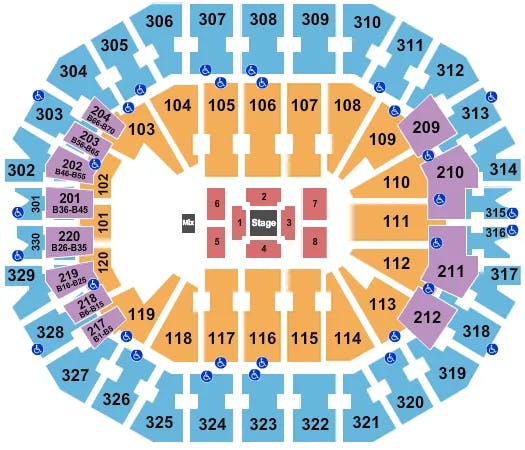 KFC YUM CENTER CENTER STAGE Seating Map Seating Chart