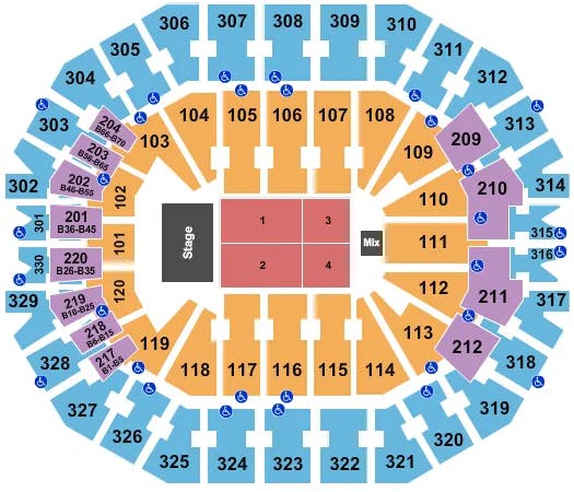 KFC YUM CENTER ENDSTAGE 4 Seating Map Seating Chart