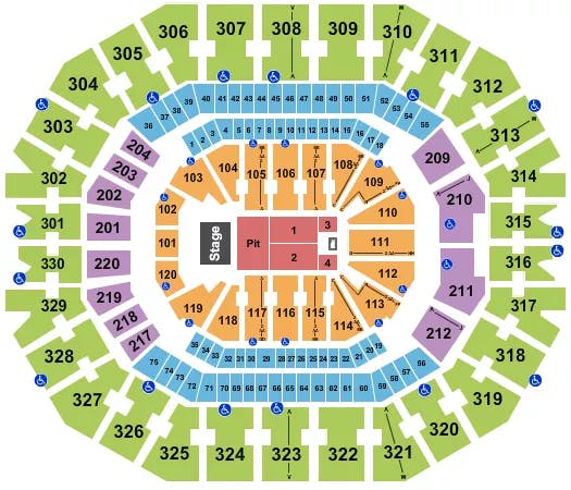 KFC YUM CENTER ENDSTAGE GA PIT Seating Map Seating Chart