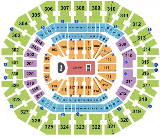 KFC YUM CENTER KACEY MUSGRAVES Seating Map Seating Chart