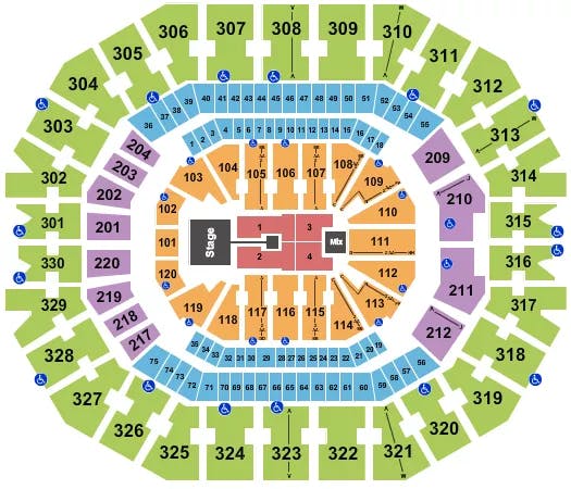 KFC YUM CENTER MERCYME Seating Map Seating Chart