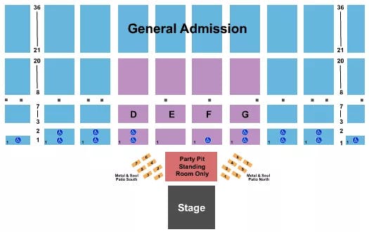  ENDSTAGE RESERVED PARTY PIT Seating Map Seating Chart