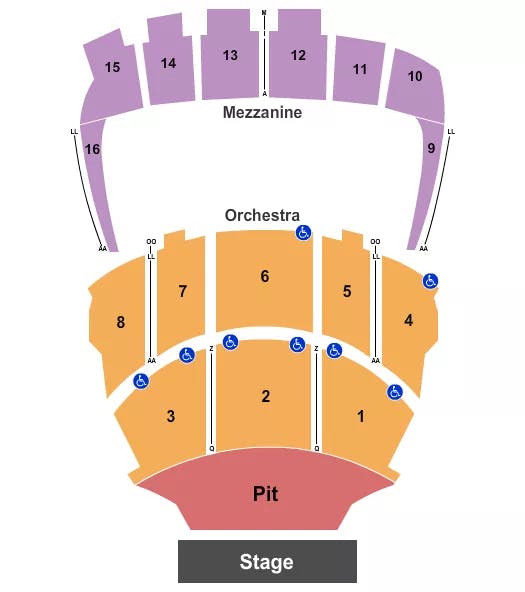 KINGS THEATRE NY ENDSTAGE PIT 2 Seating Map Seating Chart