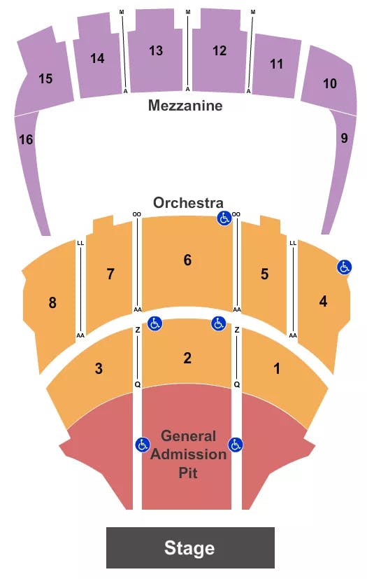 KINGS THEATRE NY ENDSTAGE PIT 4 Seating Map Seating Chart