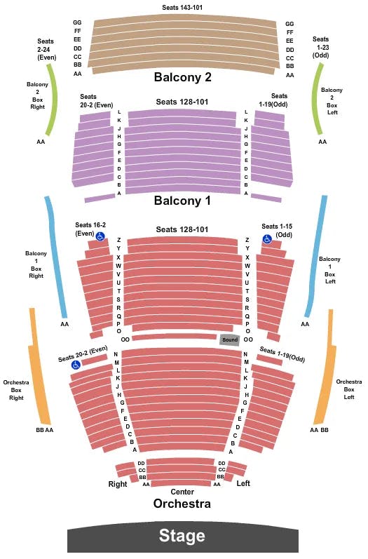 LIED CENTER KS END STAGE Seating Map Seating Chart