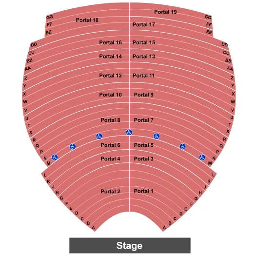 LYELL B CLAY CONCERT THEATRE WVU ENDSTAGE 2 Seating Map Seating Chart