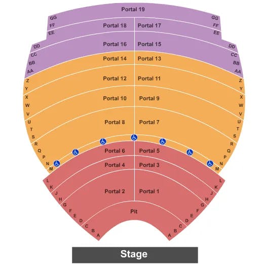 LYELL B CLAY CONCERT THEATRE WVU END STAGE Seating Map Seating Chart