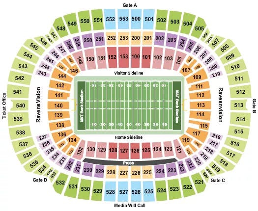 MT BANK STADIUM FOOTBALL Seating Map Seating Chart