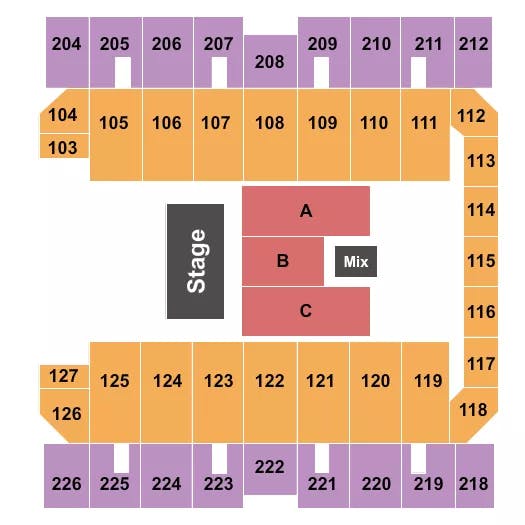 MACON CENTREPLEX COLISEUM END STAGE 4 Seating Map Seating Chart