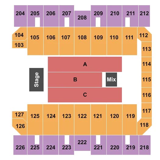 MACON CENTREPLEX COLISEUM END STAGE 2 Seating Map Seating Chart