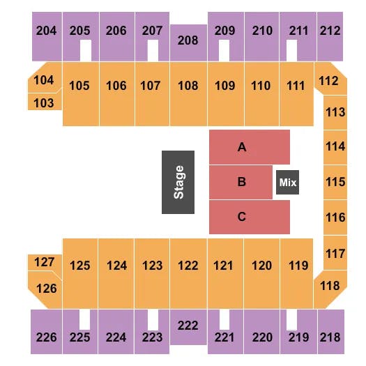 MACON CENTREPLEX COLISEUM HALF HOUSE 2 Seating Map Seating Chart
