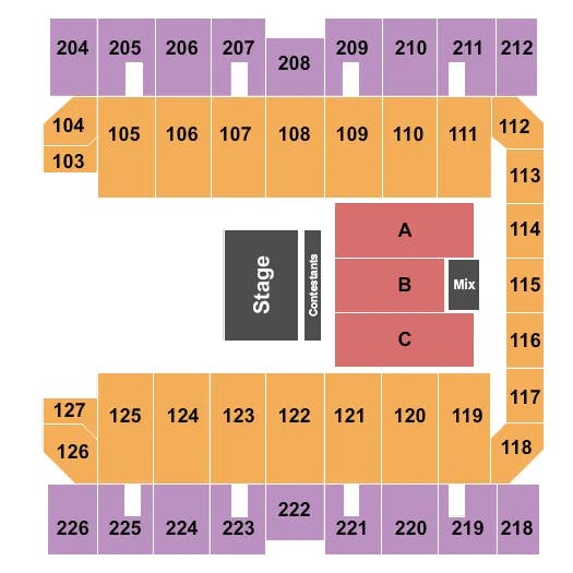 MACON CENTREPLEX COLISEUM HALF HOUSE Seating Map Seating Chart