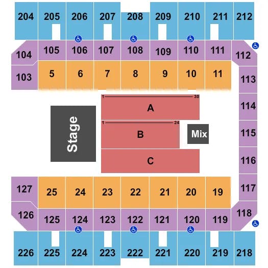 MACON CENTREPLEX COLISEUM LEGENDS OF HIP HOP Seating Map Seating Chart