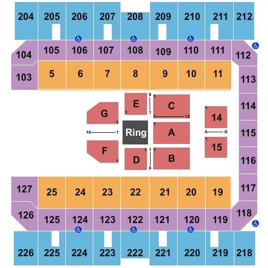 MACON CENTREPLEX COLISEUM WWE LIVE Seating Map Seating Chart