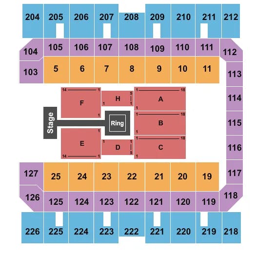 MACON CENTREPLEX COLISEUM WWE Seating Map Seating Chart