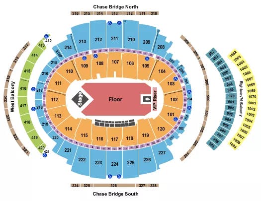  ENDSTAGE GA VIP RISERS Seating Map Seating Chart