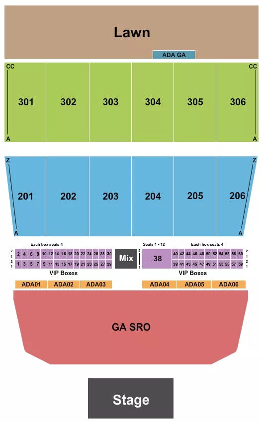  ENDSTAGE SRO Seating Map Seating Chart