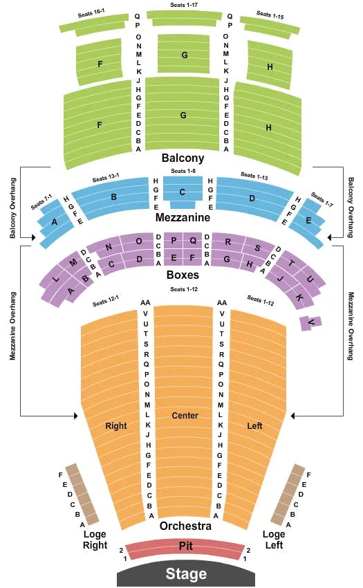 MAJESTIC THEATRE DALLAS ENDSTAGE PIT 2 Seating Map Seating Chart