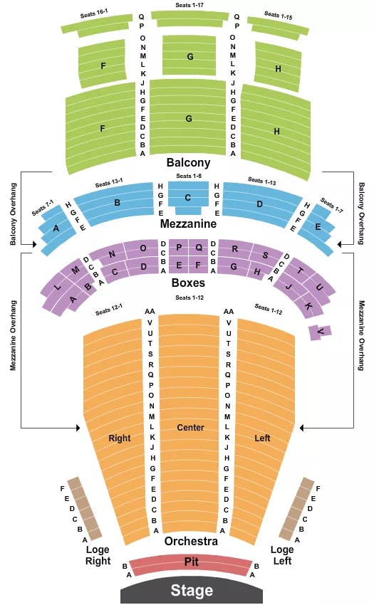 MAJESTIC THEATRE DALLAS ENDSTAGE PIT A B Seating Map Seating Chart