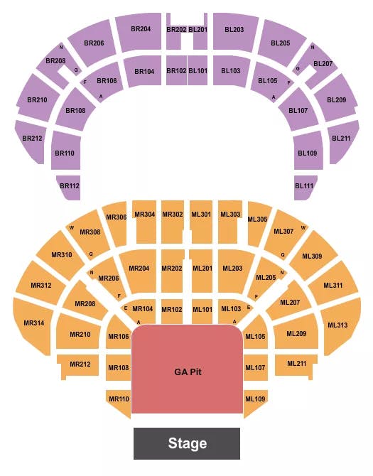  ENDSTAGE LARGE GA PIT Seating Map Seating Chart