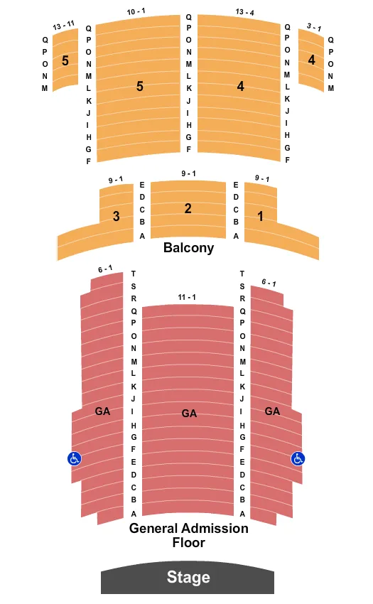  ENDSTAGE GA FLR RSVD BALC Seating Map Seating Chart