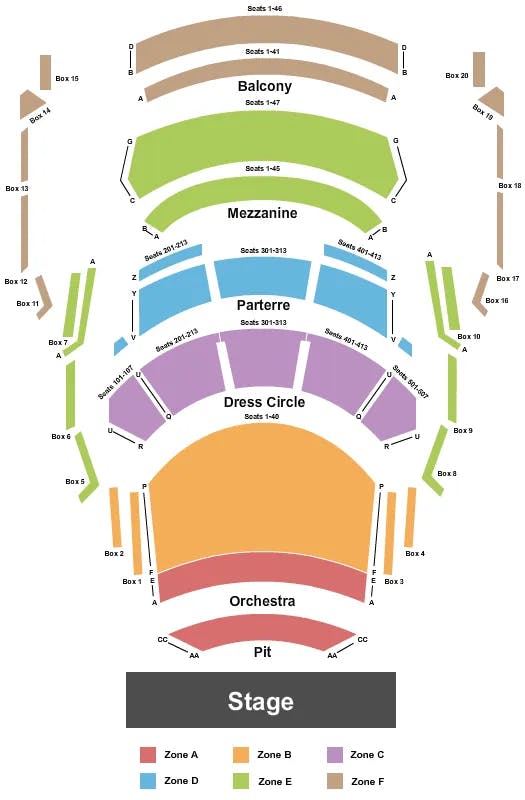 MESA ARTS CENTER IKEDA THEATER ENDSTAGE PIT INT ZONE Seating Map Seating Chart