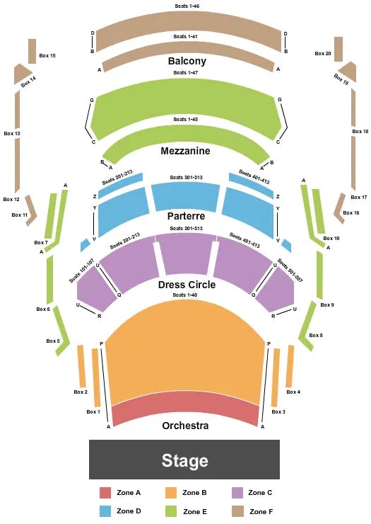 MESA ARTS CENTER IKEDA THEATER ENDSTAGE ZONE Seating Map Seating Chart