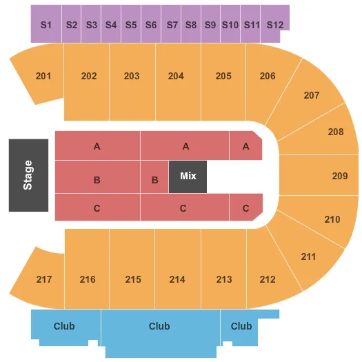 MID AMERICA CENTER END STAGE Seating Map Seating Chart