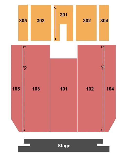 MAJED J NESHEIWAT CONVENTION CENTER END STAGE Seating Map Seating Chart