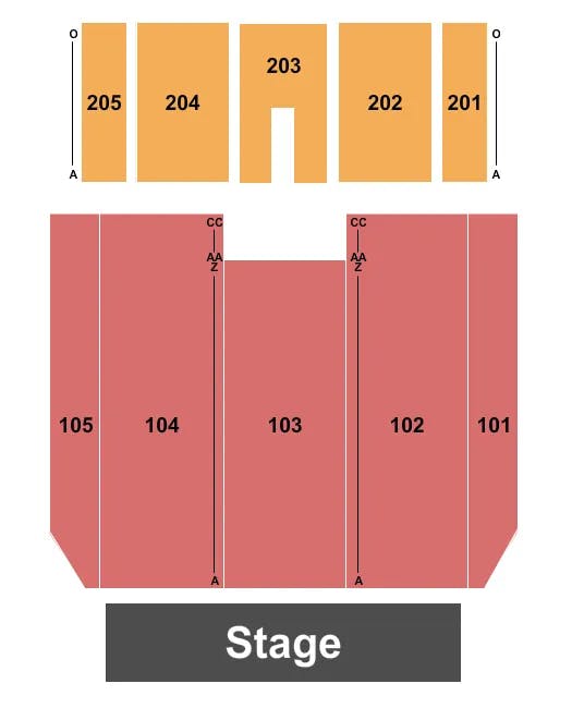 MAJED J NESHEIWAT CONVENTION CENTER END STAGE 2 Seating Map Seating Chart