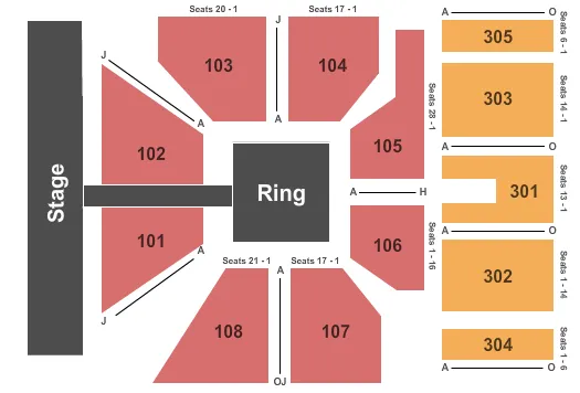 MAJED J NESHEIWAT CONVENTION CENTER WRESTLING BOXING Seating Map Seating Chart
