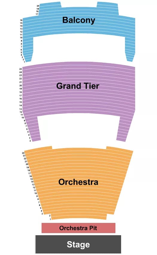 MILLER AUDITORIUM WESTERN MICHIGAN UNIVERSITY ENDSTAGE PIT Seating Map Seating Chart