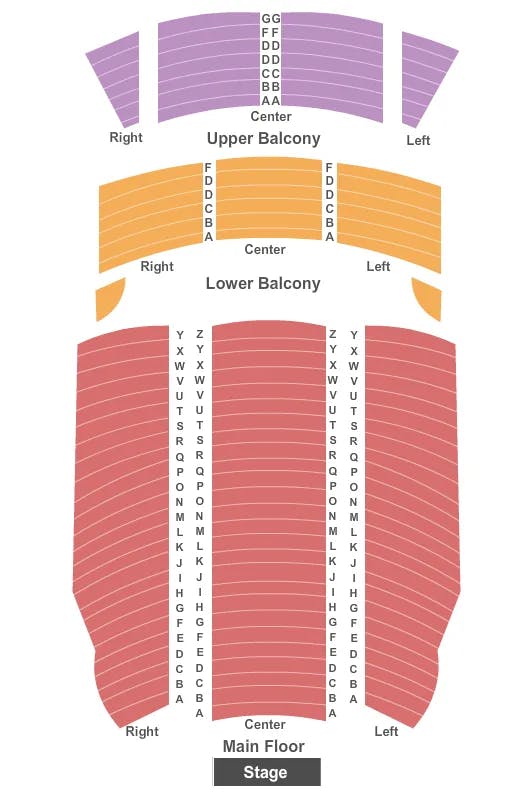 MISSOURI THEATER COLUMBIA END STAGE Seating Map Seating Chart