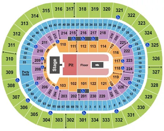  PEARL JAM 1 Seating Map Seating Chart