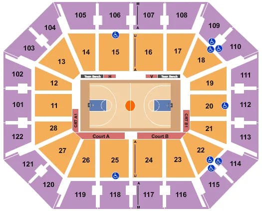 MOHEGAN SUN ARENA CT BASKETBALL Seating Map Seating Chart