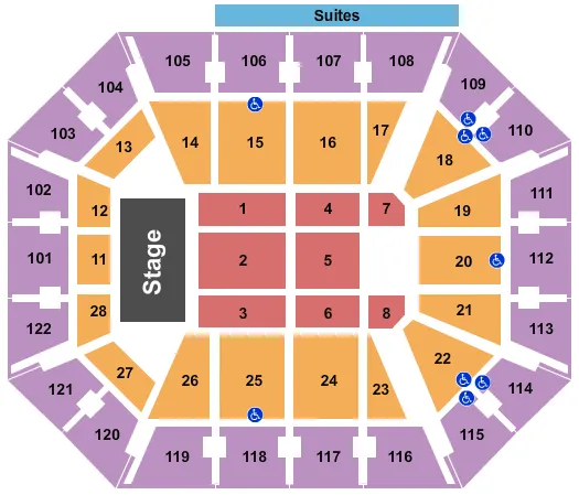 MOHEGAN SUN ARENA CT END STAGE Seating Map Seating Chart