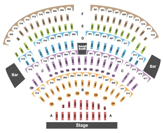 THE SHOWROOM AT BALLYS LAKE TAHOE CASINO RESORT END STAGE Seating Map Seating Chart